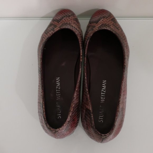 Stuart Weitzman Maxine Leather Ballet Flat, 6.5, Red  Stuart Weitzman Red Crocodile Chic Flat - 6